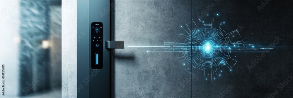 Aufkleber this entrance showcases innovative security technology, including a fingerprint scanner and motion s
