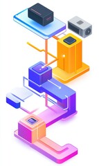 Exploring Innovative Designs in Technology: A Colorful 3D Illustration of Abstract Digital Components and Systems for Modern Interfaces