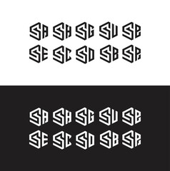 set of ten initial S hexagon style vector logos for your designs