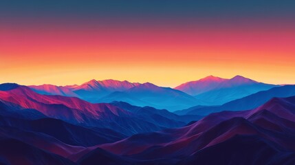 Vibrant sunset over a majestic mountain range.