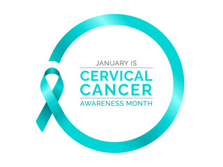 Cervical Cancer Awareness Month is held on January Design with Teal Ribbon Illustration