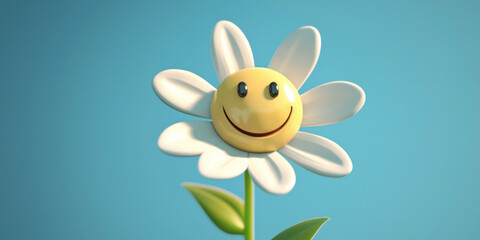 A cute cartoon flower with an adorable smiley face, generative AI