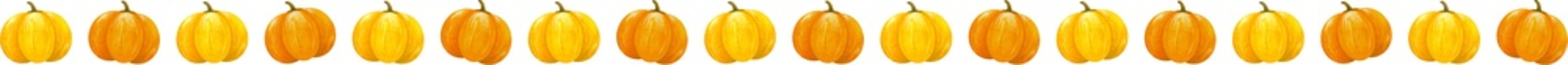 Pumpkin pattern separator border illustration line decoration for Halloween Thanksgiving day concept of autumn season © YnJStudio