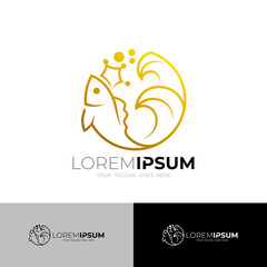 The fish logo uses a crown and is circular
