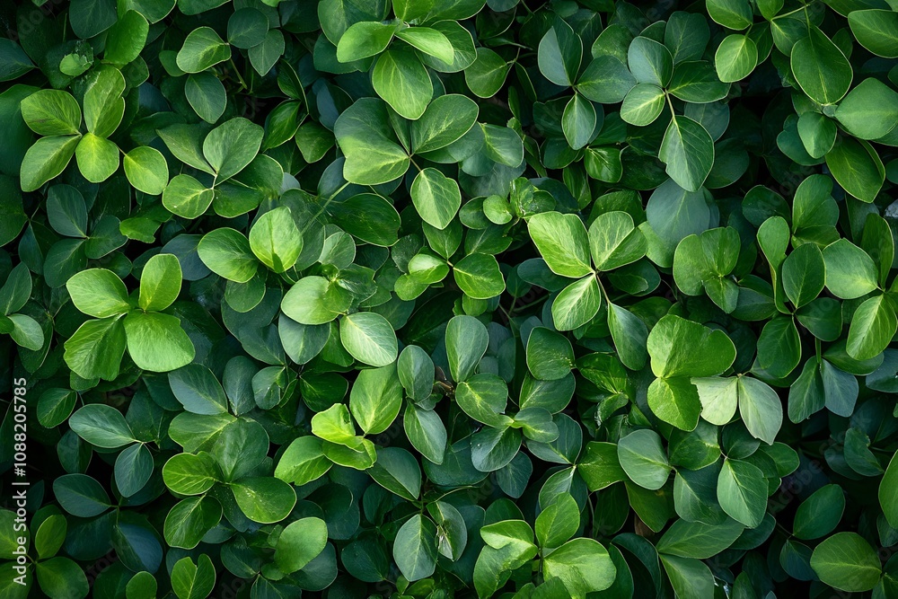 Aufkleber close-up of dense green leaf foliage with varying shades in natural setting : generative ai