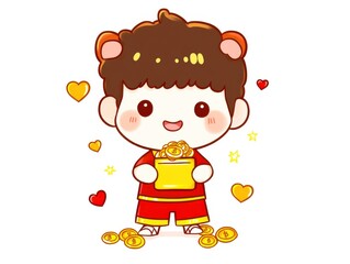 Fototapeta premium Celebrating Lunar New Year Cai Shen’s Wealthy Blessings for Generative AI Success Home and Happiness