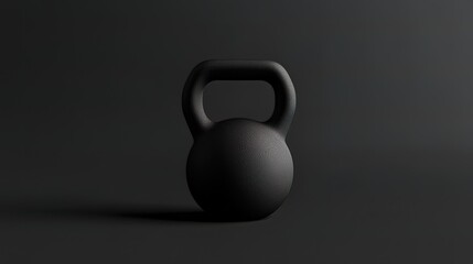 Black kettlebell on dark background.