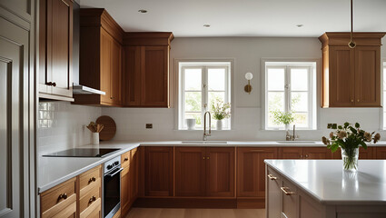 classic kitchen with wooden and white details
