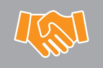 Handshake icon in black outline, business agreement concept