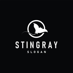 Stingray fish logo ocean animal design simple black manta silhouette illustration © Mayliana