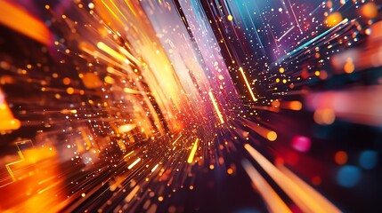 Vibrant Motion Inspired Abstract Light Trail Streaks in Warm Color Spectrum : Generative AI