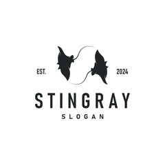 Stingray fish logo ocean animal design simple black manta silhouette illustration
