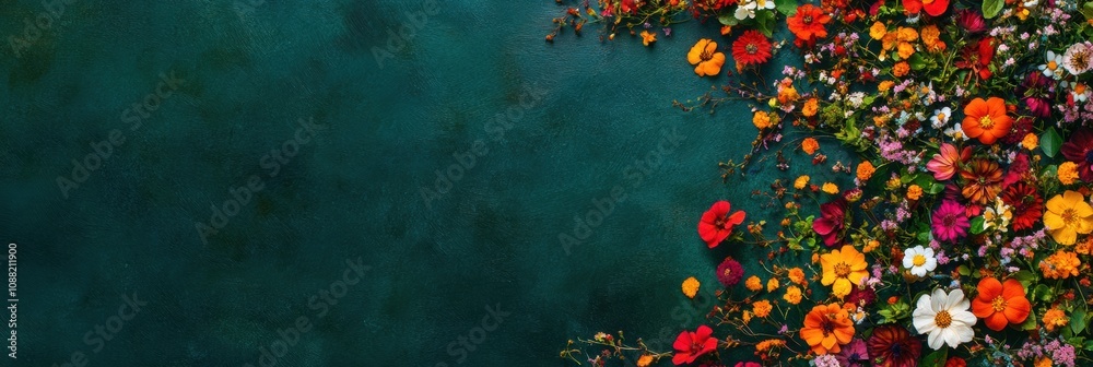 Aufkleber a stunning array of colorful flowers covers a lush green meadow, creating a vibrant display under th