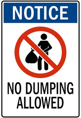Dumpster sign no dumping allowed