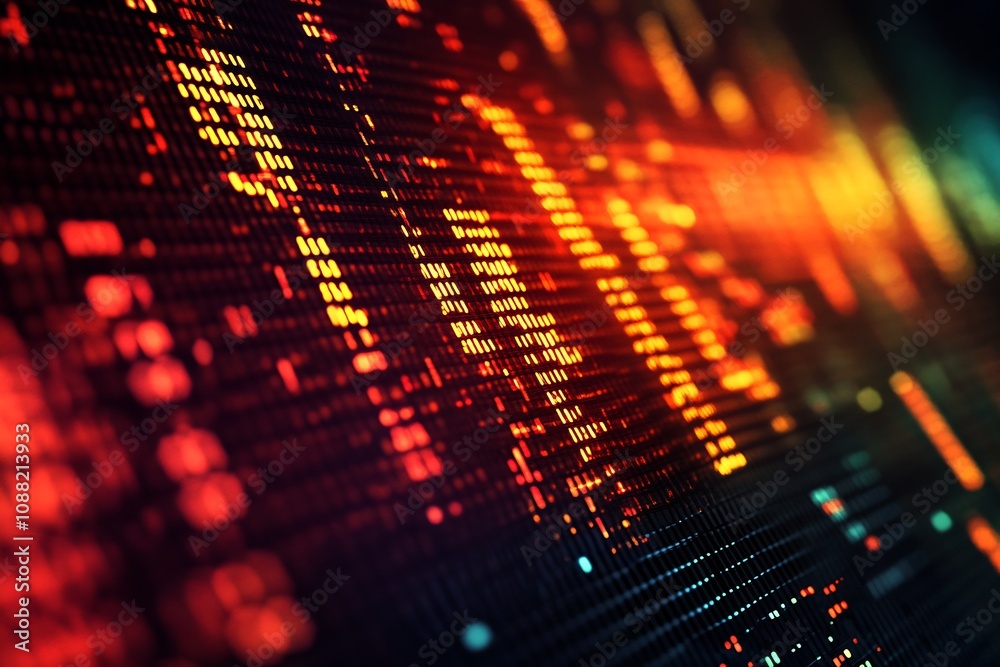 Aufkleber Vibrant Financial Data Patterns on LED Screen Display Technology : Generative AI