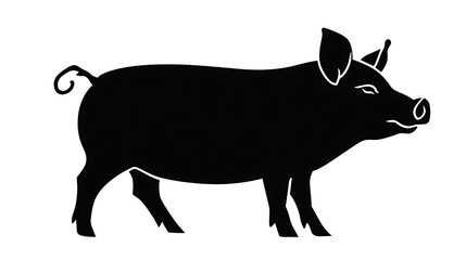 Fototapeta premium Black Silhouette of a Pig