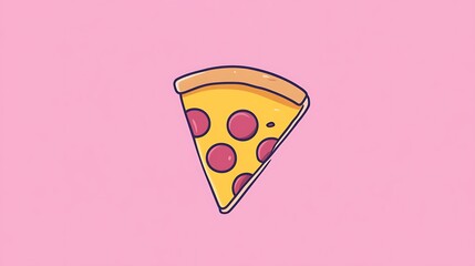 Single Slice of Pepperoni Pizza on a Blue Background