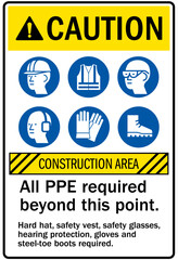 Job safety signs all PPE required beyond this point