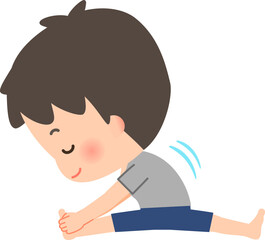 開脚ストレッチをするトレーニングウェアの男性