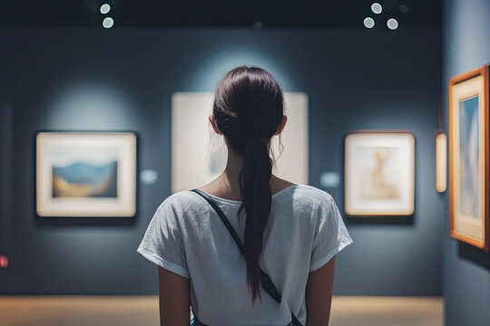 woman browsing art at a museum gallery. Culture art inspiration creativity intellectual pursuit