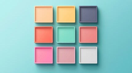 Fototapeta premium A colorful display of boxes with a blue background