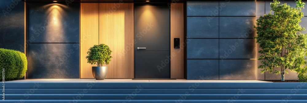 Leinwandbilder this high-tech home entrance showcases security features like cameras, motion sensors, and a sleek f