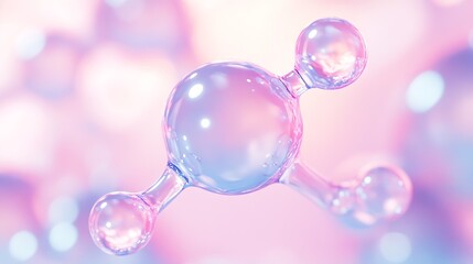 Abstract Molecular Structure with Pastel Colored Spheres and Soft Background : Generative AI