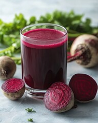 Indulge in the Vibrant Essence of Fresh Beetroot Juice: A Nutrient-Rich Beverage Perfect for Detoxing and Elevating Your Health Naturally