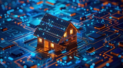 Obraz premium Smart home, solar energy, technology.