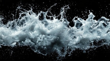 Water bursting outward in a dramatic splash, droplets suspended mid-air for a lively visual.