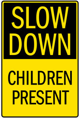 Slow, kids at play signs