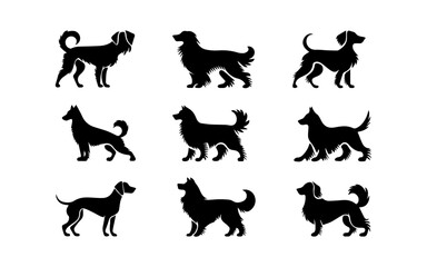 vector collection of dog animal silhouette illustrations