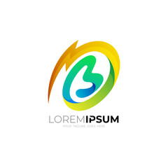 B and thunder design combination, power logos