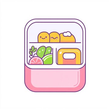 pink bento box food cartoon