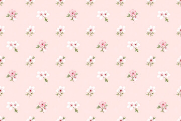 Seamless Peach Floral Pattern, 300 DPI, CMYK Print