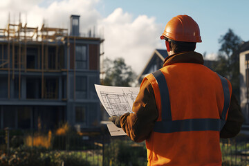 Construction worker planning housing estate development urban area image outdoor perspective aofthanit concept