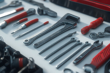 Fototapeta premium Using construction tools hammer and screwdriver home workshop instructional guide diy environment practical skills for home improvement