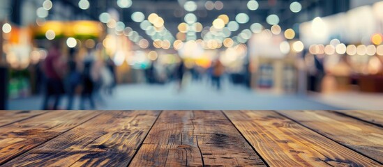 Wood Table Abstract Blurred Image Trade Show Background