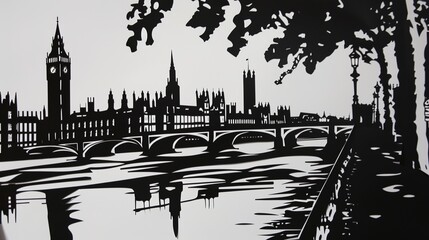 Naklejka premium Landmark Paper Cuttings - a creative and artistic representation. The intricate paper cuttings showcase famous landmarks in a unique and charming way.