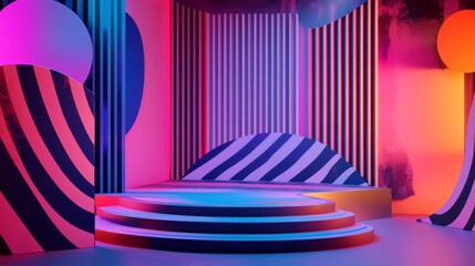 Vibrant Neon Geometric Stage Design