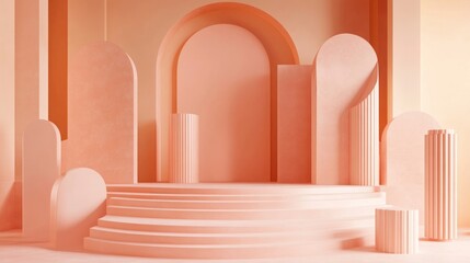 Fototapeta premium Elegant Pink Architectural Display Stage