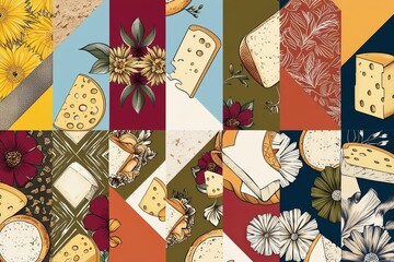 Fototapeta premium Creative Cheese Pattern Designs for Modern Decor and Fashion