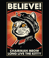 CHAIRMAN CAT VINTAGE CARTOON ILLUSTRATION