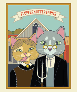 FLUFFERNUTTER FARMS  VINTAGE CARTOON ILLUSTRATION
