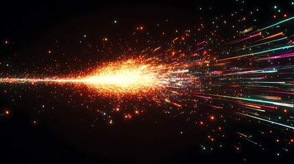 Obraz premium Abstract light streaks and particles radiating outwards.