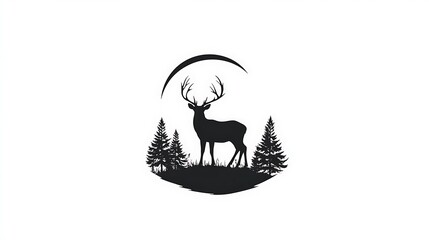 Majestic Deer Silhouette in a Circular Frame