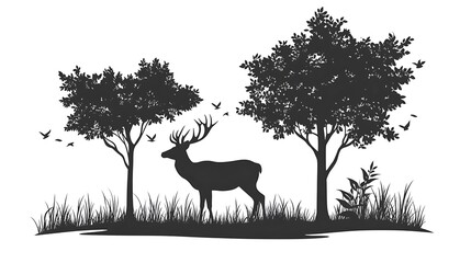 Majestic Deer Silhouette in a Circular Frame