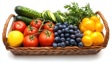 Fresh Organic Fruits and Vegetables in a Basket