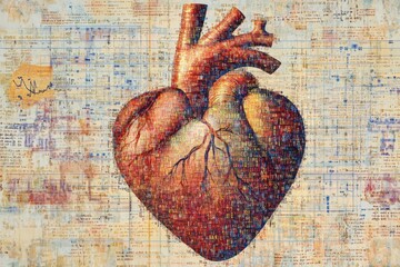 A realistic human heart is surrounded by intricate digital code, symbolizing the connection between human health and technology in modern times. Generative AI