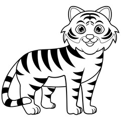 Cute cartoon tiger line art